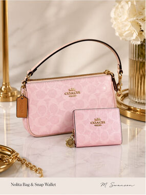 NEW Coach Nolita 19 + Snap Wallet Powder Pink Signature Set NWT